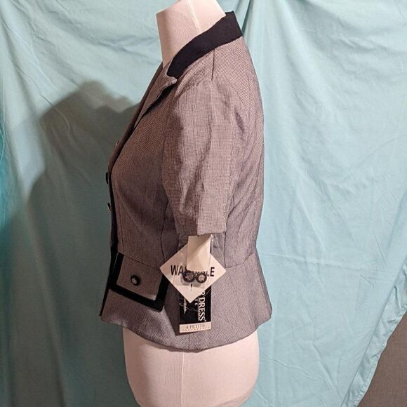 🆕NWT SAG HARBOR DOUBLE BREASTED SHORT SLEEVE HOUNDSTOOTH JACKET - 4 PETITE - Picture 4 of 6